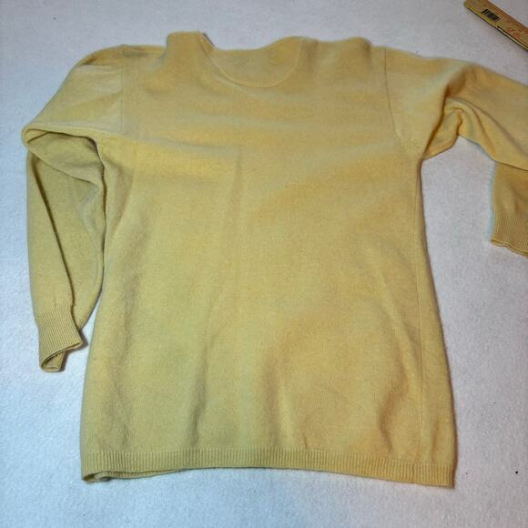 Linda Allard For Ellen Tracy Yellow Lambs Wool And Angora Hair Sweater Size S - Picture 9 of 10